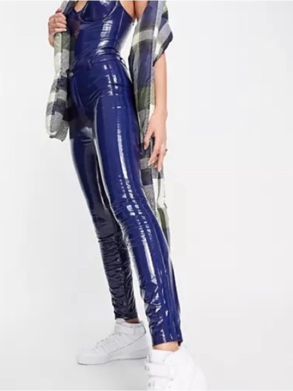 Ivy Park High-Shine Navy Vinyl Skinny Pants and Bodysuit Set